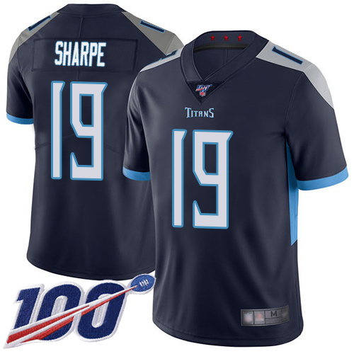 Tennessee Titans Limited Navy Blue Men Tajae Sharpe Home Jersey NFL Football #19 100th Season Vapor Untouchable